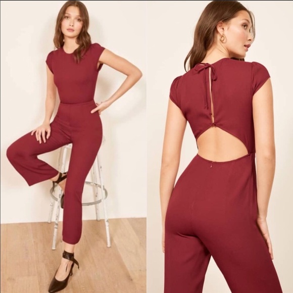 NEW Reformation Mayer crepe cut out back jumpsuit - Picture 2 of 4